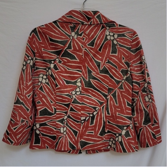 Lafayette 148 Poinsettia Sparkle Holiday Jacket Blazer Top 6 RARE - Picture 5 of 5